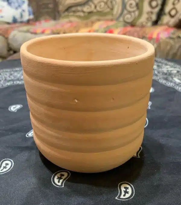 Small Handmade Clay Planter - Traditional Design in Natural Color, 250ml Capacity for Small Plants and Home Decor