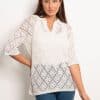 White Knit Polo Top