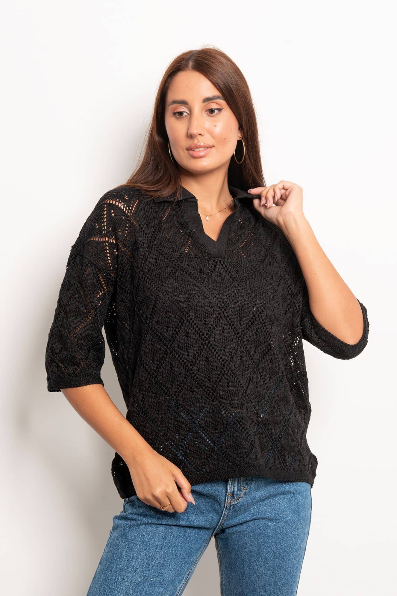 Black Polo Knit Top 1 Black Polo Knit Top