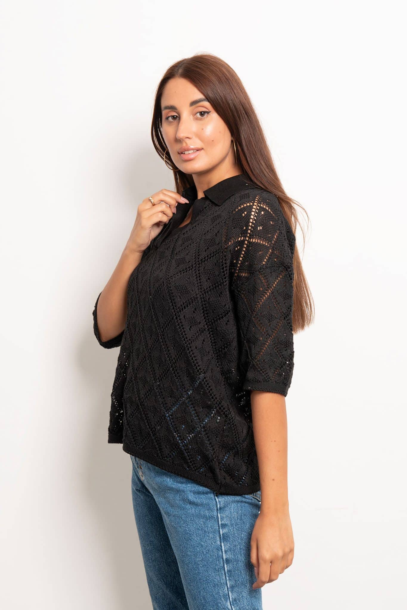 Black Polo Knit Top 2 mitcha 1014864 scaled