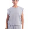 Grey sleeveless knit top