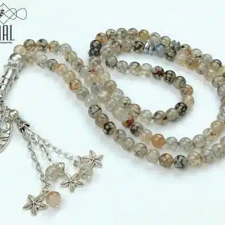 99 agate rosary with hematite spacers