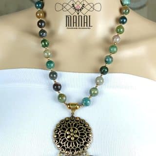 necklace made of Mosaic agate stones