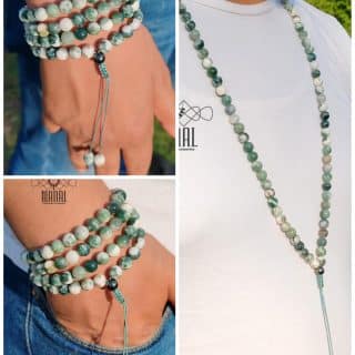 rosary of 99 beads of 8 mm Mosaic agate stones