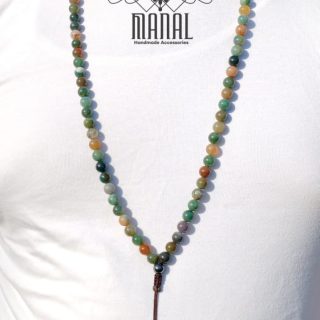 a rosary of 99 beads of 8 mm Mosaic agate stones
