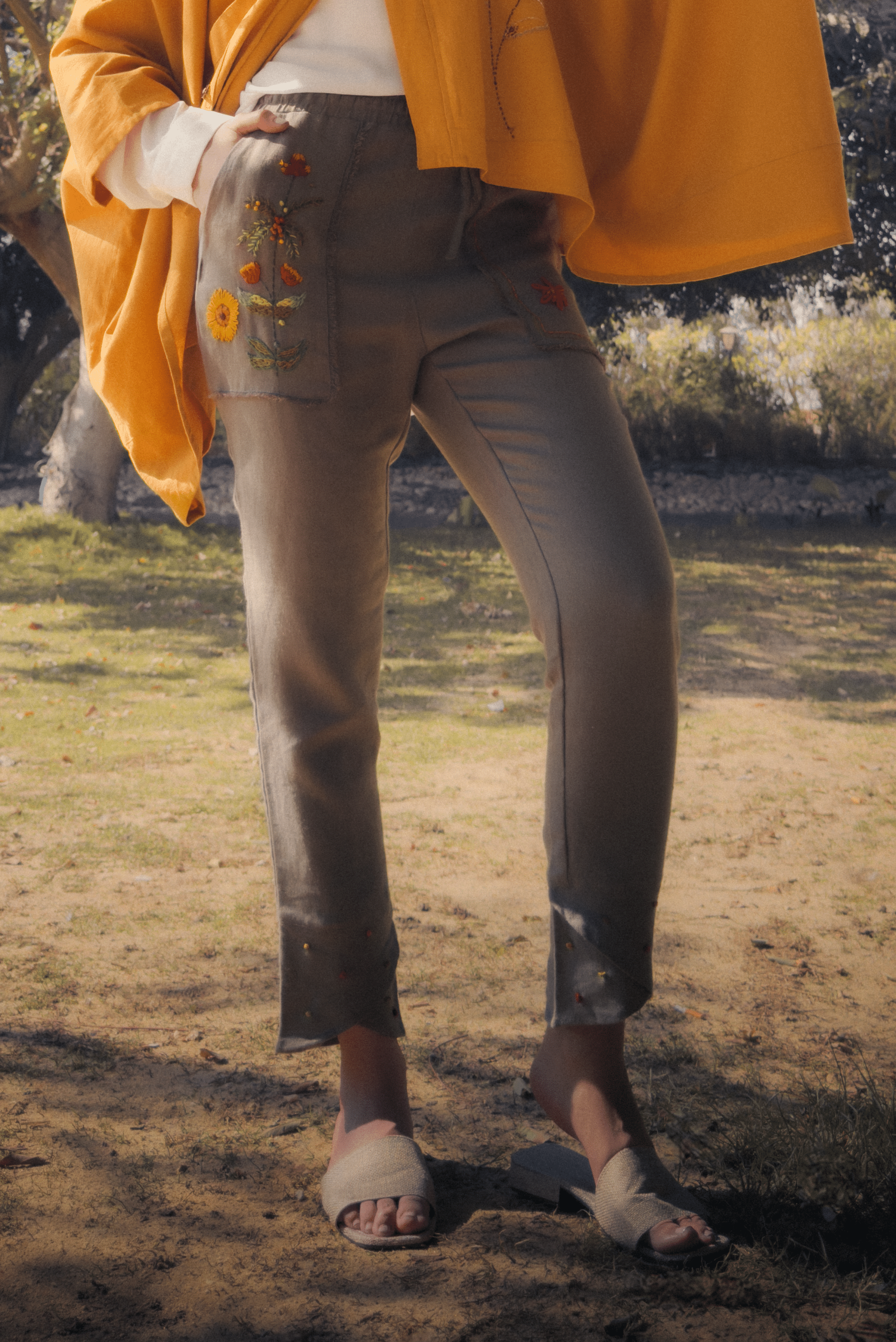 Bohemian Sunflower Trouser Pants (Pure Linen) 6 IMG 0612 copy