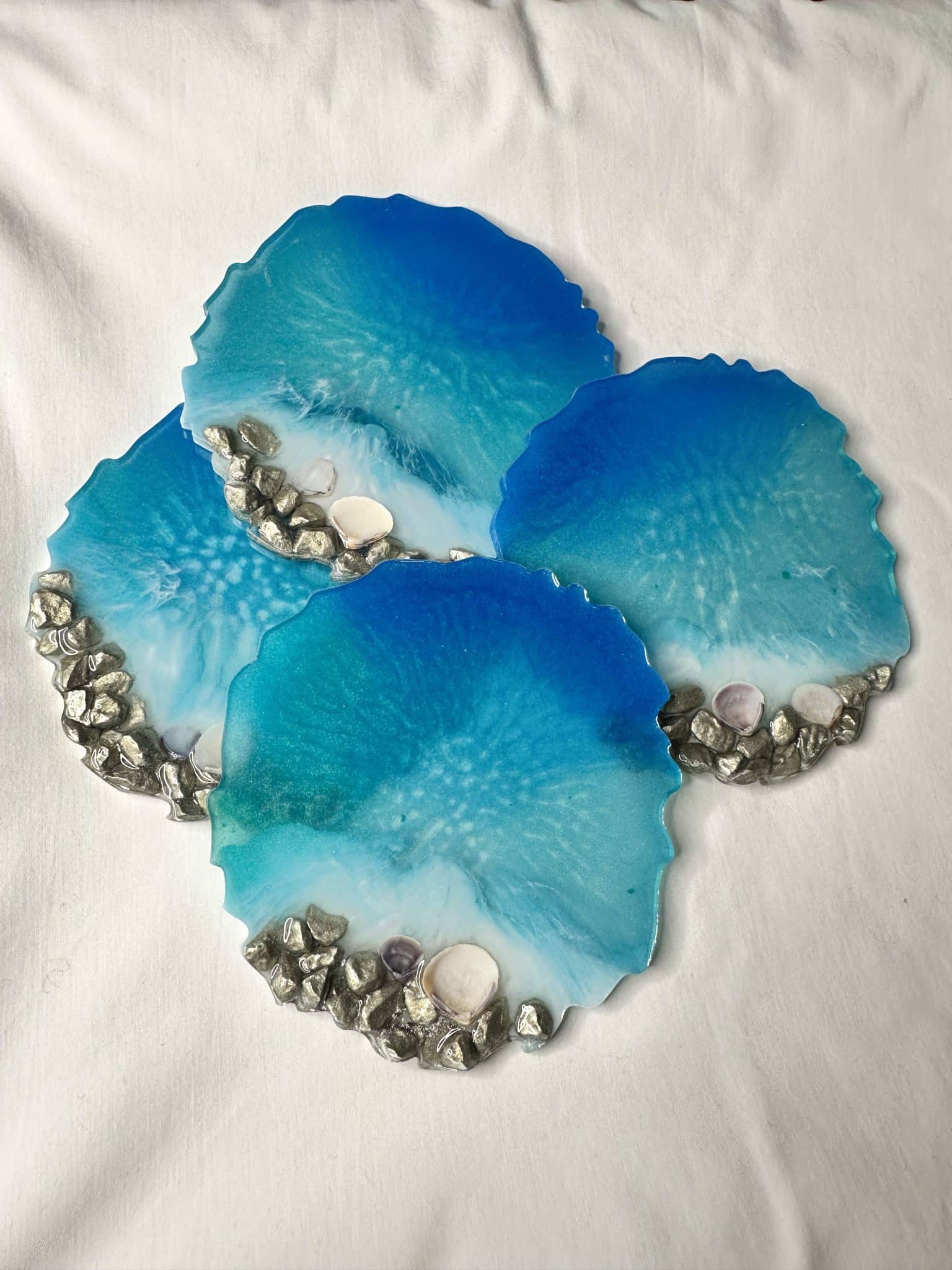 Turquoise Stone Beach - Resin Coaster 5 Turquoise Stone Beach