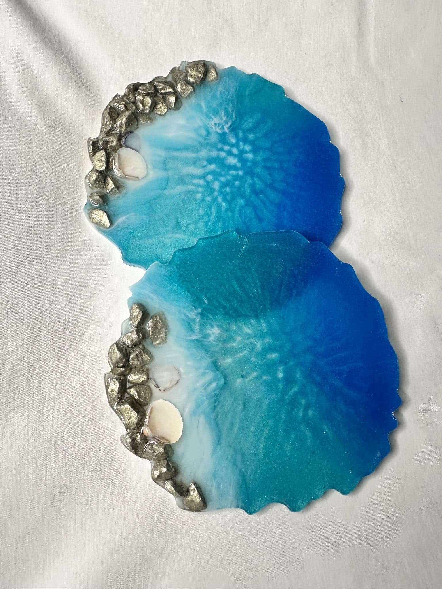 Turquoise Stone Beach - Resin Coaster 4 Turquoise Stone Beach