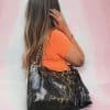 Genuine leather lazar black bag