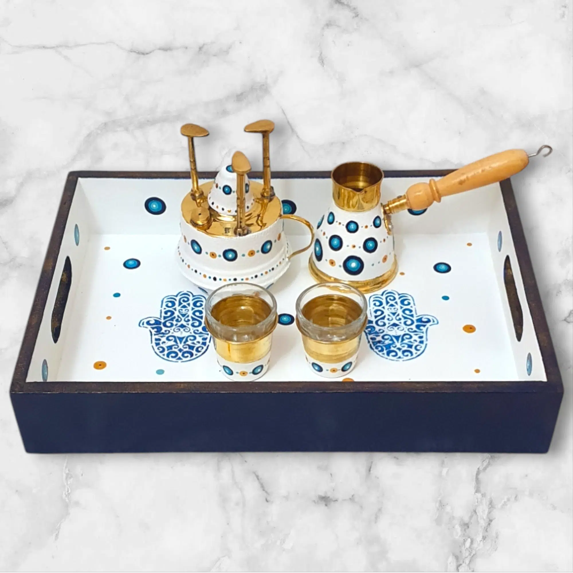 Hand Painted Copper Coffee Set طقم القهوة النحاس مع الصينية 6 Photoroom 20241102 140010