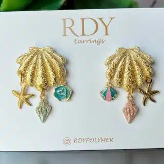 sea shell - polymer clay - earring