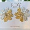 mix silver and gold flower earring