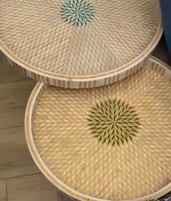 mother of pearl yellow with green in the center -KT-C-07-45