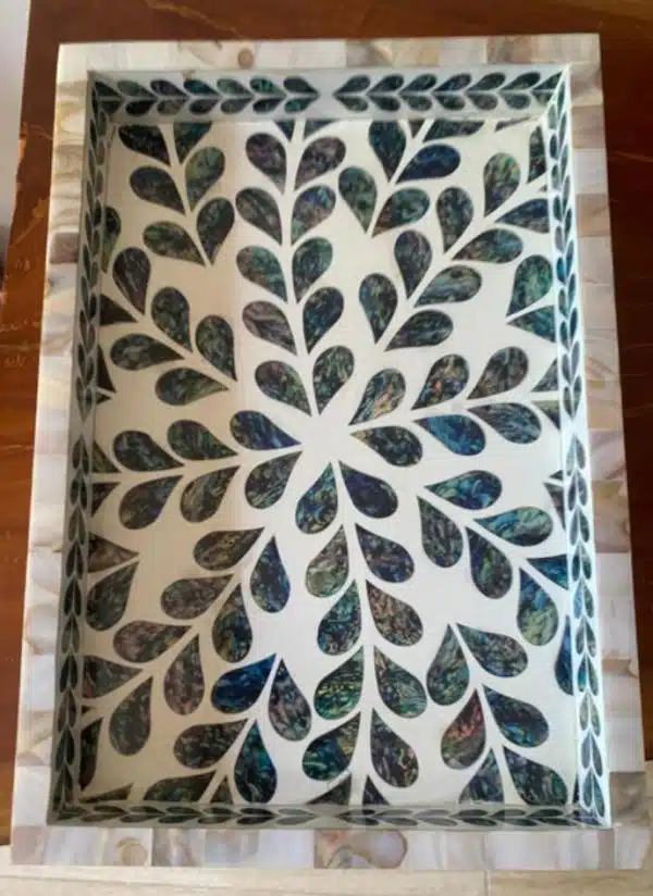 Mother of pearl rectangle blue grayish tray KT-R-28*20