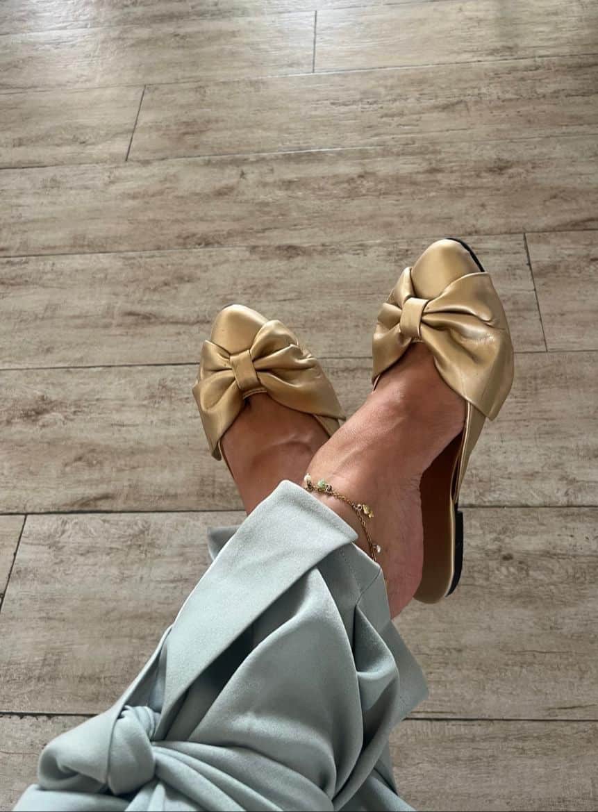 Leather bow mule 1 Leather bow mule