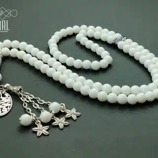 99 high quality agate rosary with a nickel chrome plated metal pendant