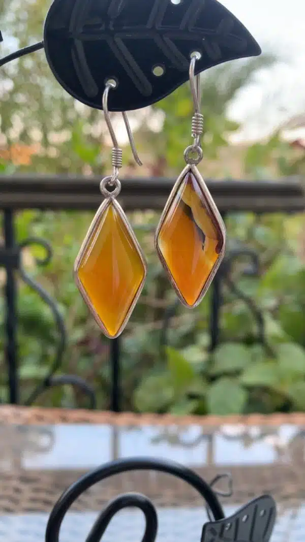 Brown Agate Elegance – 925 Silver Earrings