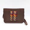 Brown genuine leather bag with colorful Cross stitching.