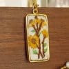 Sun flowers embroidery necklace