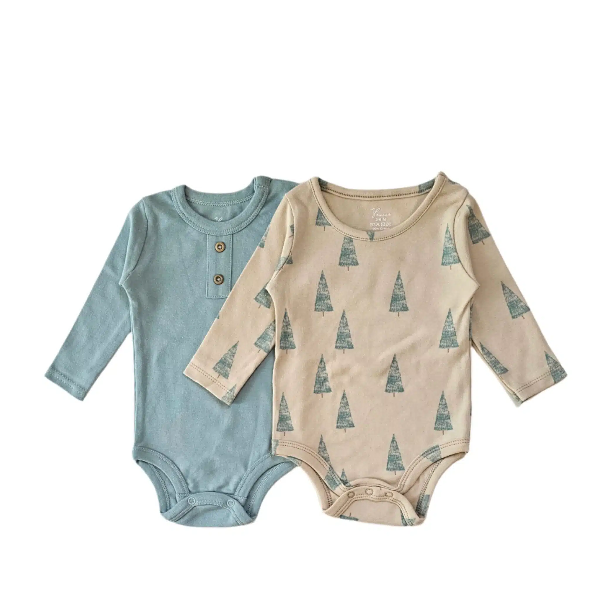 100% cotton 2-pack long sleeve bodysuit trees set 1 100% cotton 2-pack long sleeve bodysuit trees set