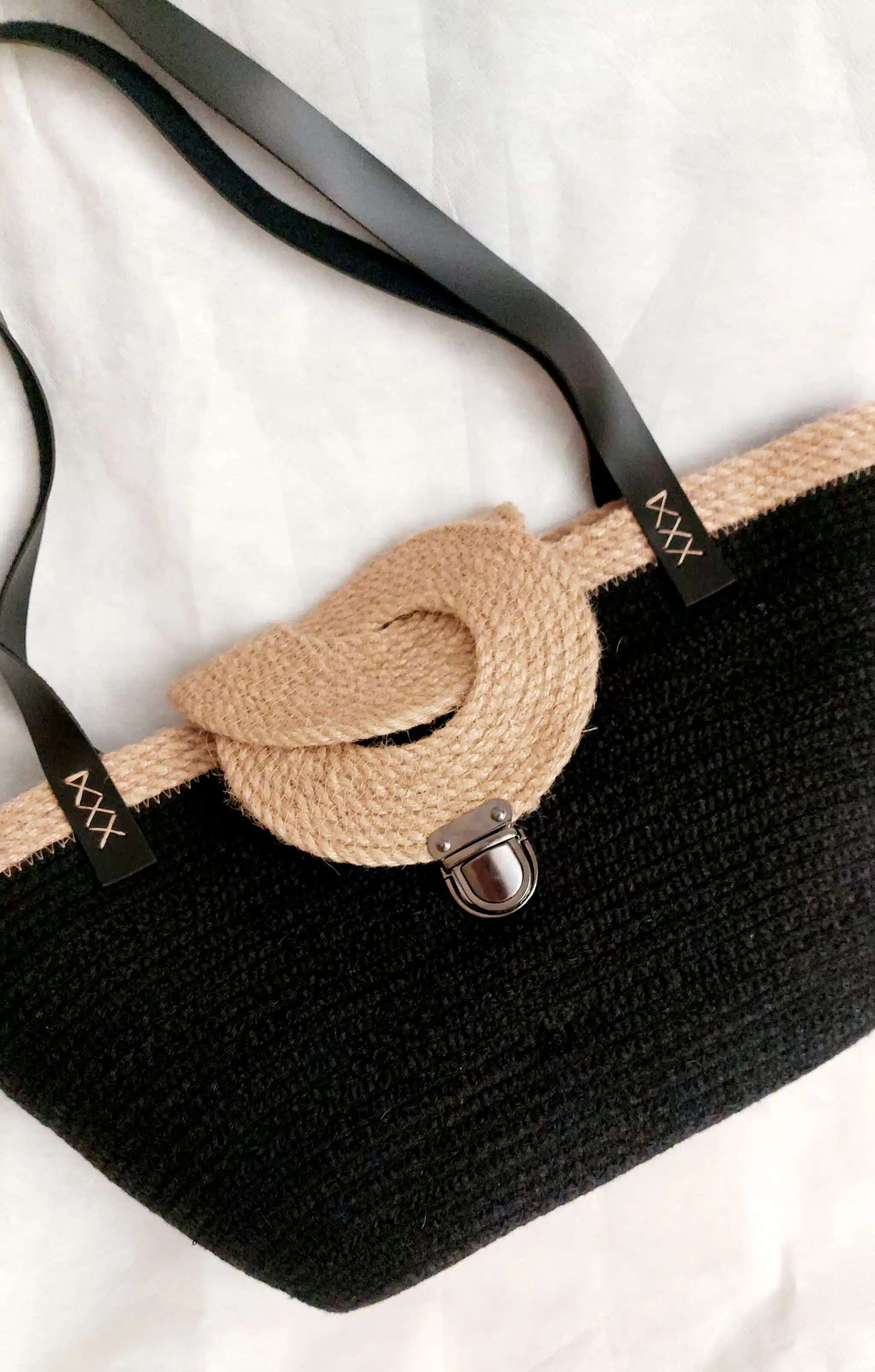 Black Cotton cord and jute summer beach shoulder bag 2 20250524 121608 scaled