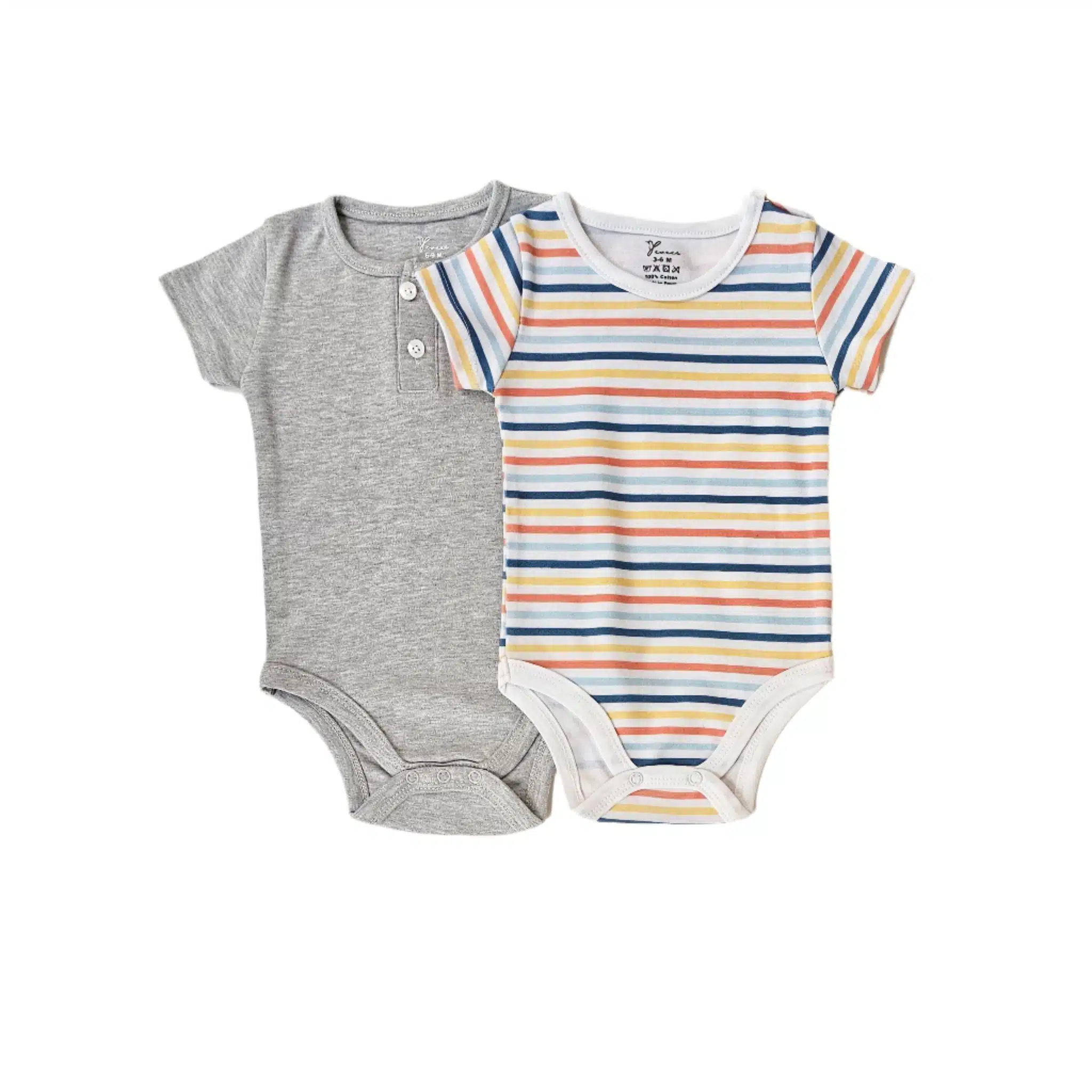 100% cotton 2-pack short sleeve bodysuit colorful stripes set 1 bodysuits