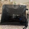 Black crocova clutch
