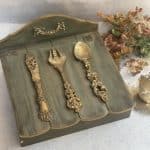 A vintage cutlery box