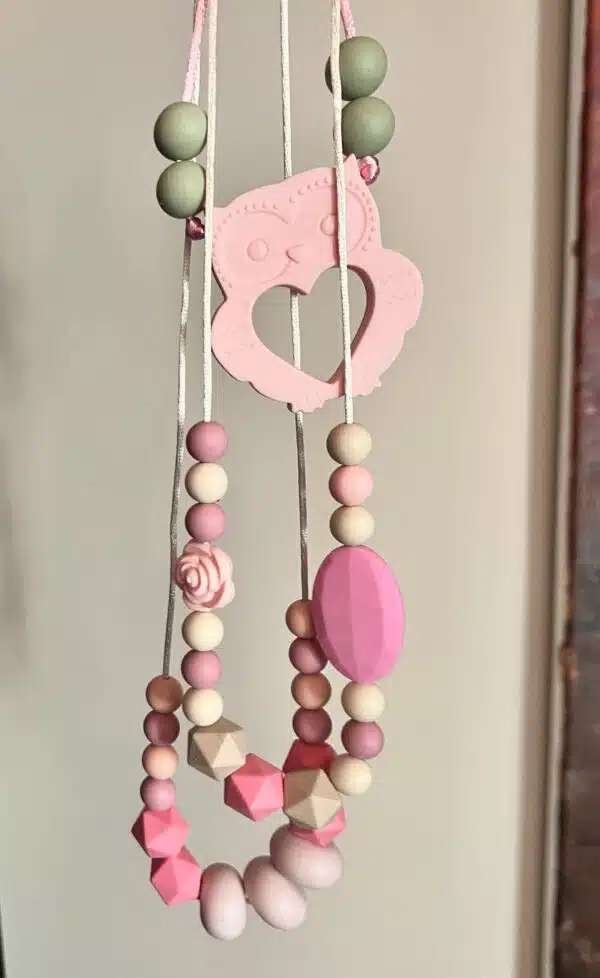Teething beads, safe silicone beads necklaces. Sold separately.