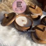 wooden pot scented candle