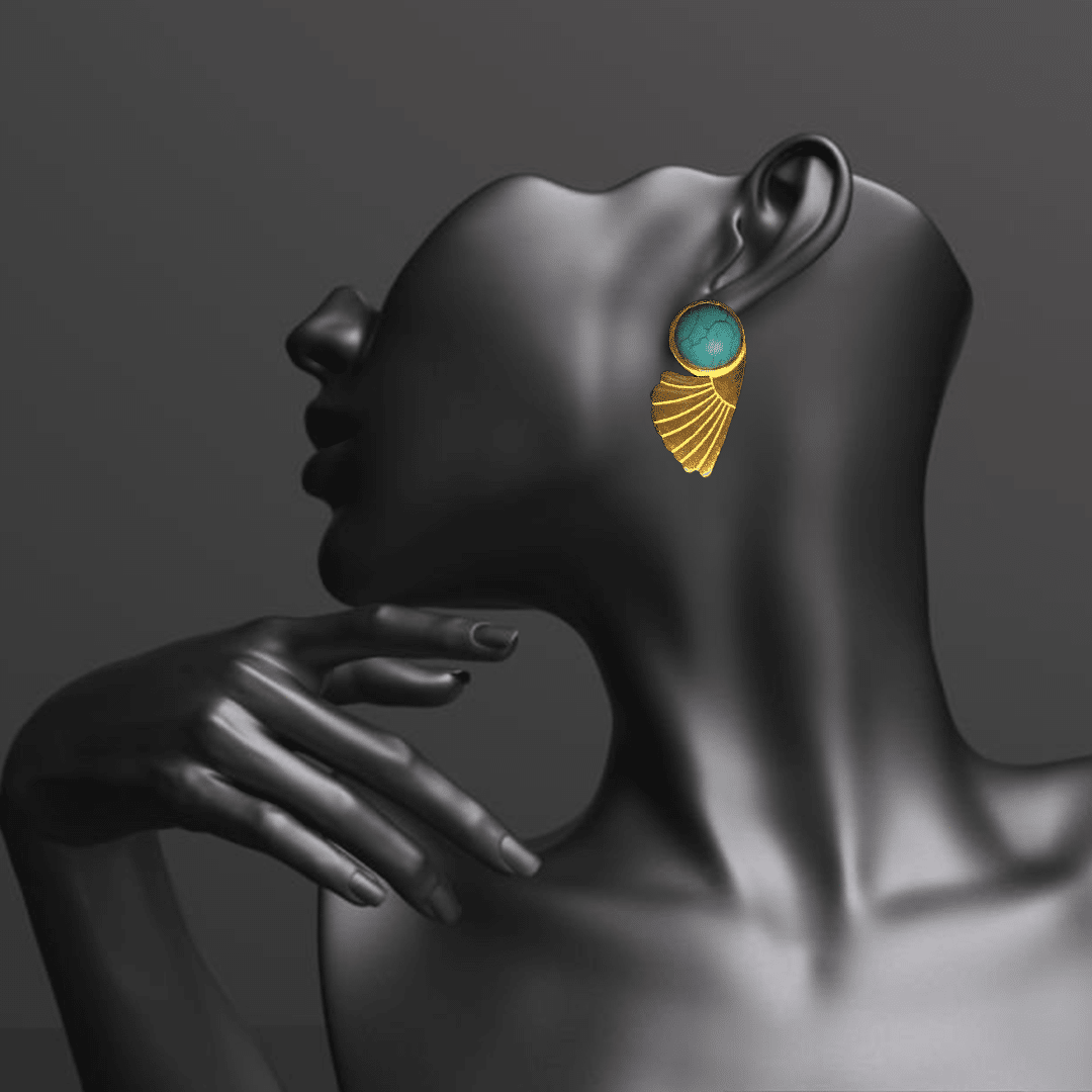 Handmade Turquoise Lotus earring for women 2 Lotus earring