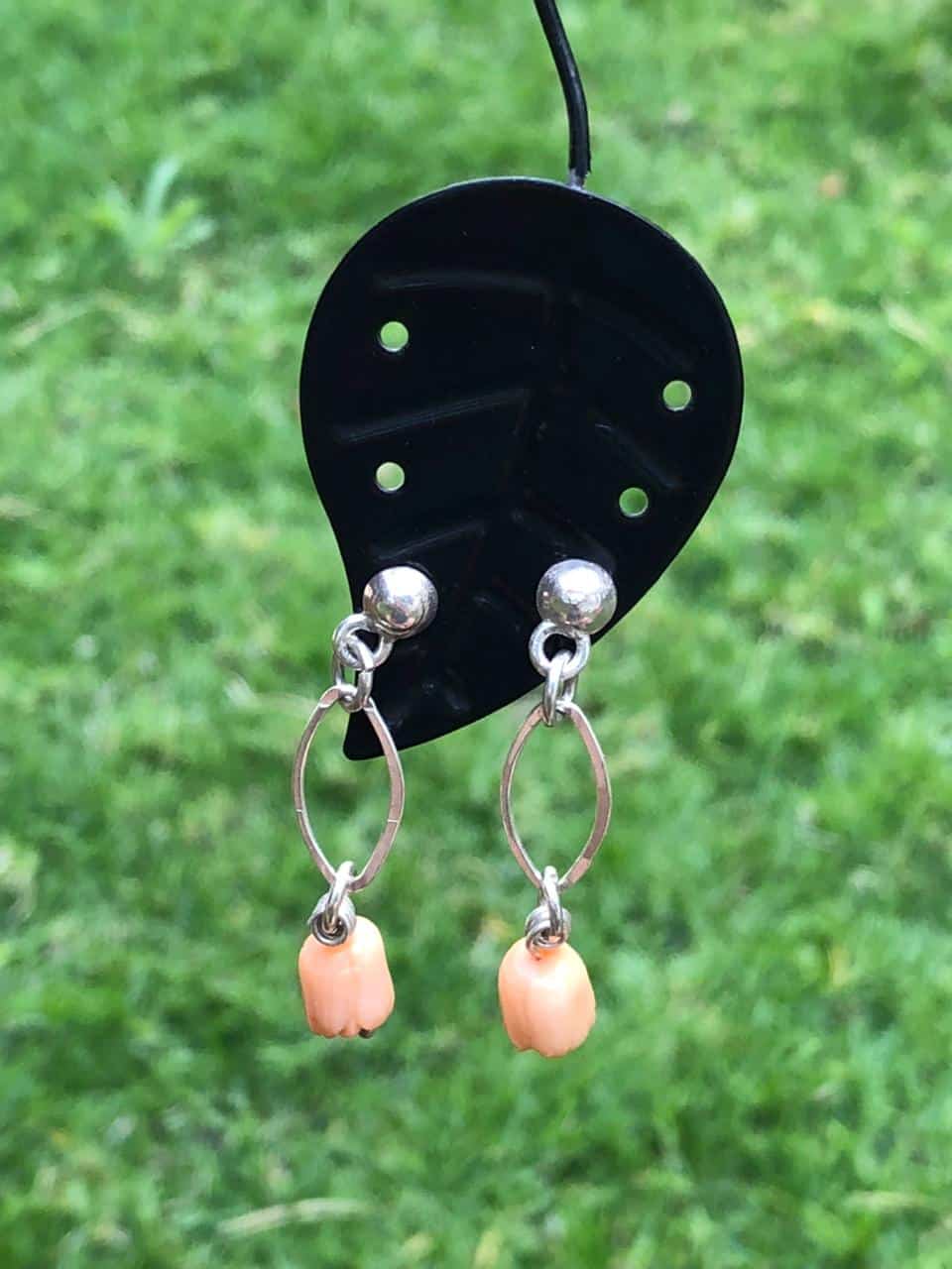 Tulip Whisper – 925 Silver Pink Coral Silver Earring 1 Tulip Whisper – 925 Silver Pink Coral Silver Earring