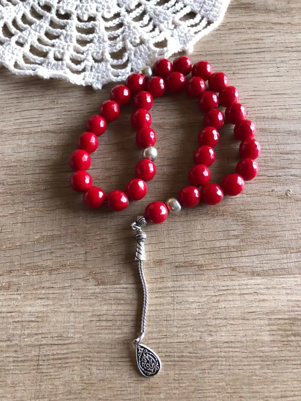 Handmade 925 Silver Red Chalcodanite Rosary 1 Handmade 925 Silver Red Chalcodanite Rosary