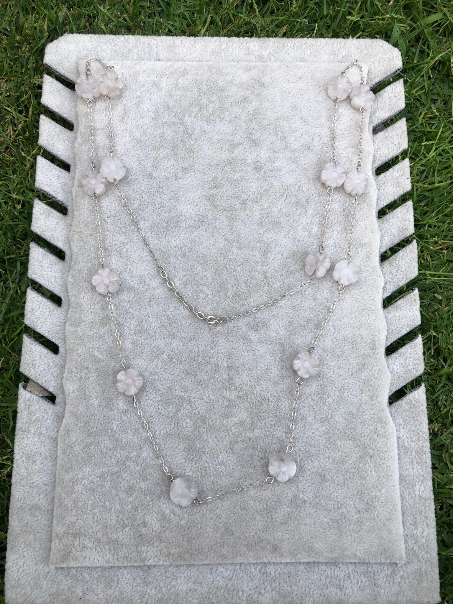 Long Handmade 925 Silver Rose Quartz Necklace/Eyewear holder 1 Long Handmade 925 Silver Rose Quartz Necklace/Eyewear holder