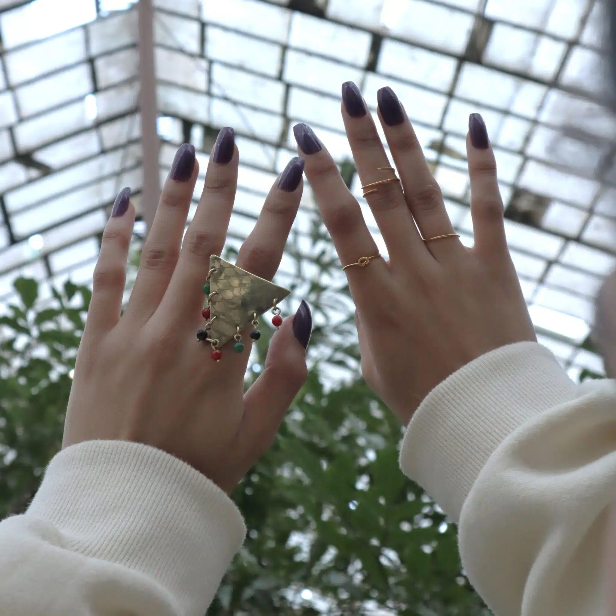 Palestine pattern coloerd beads charms Ring 5 palestine pattern and colors ring