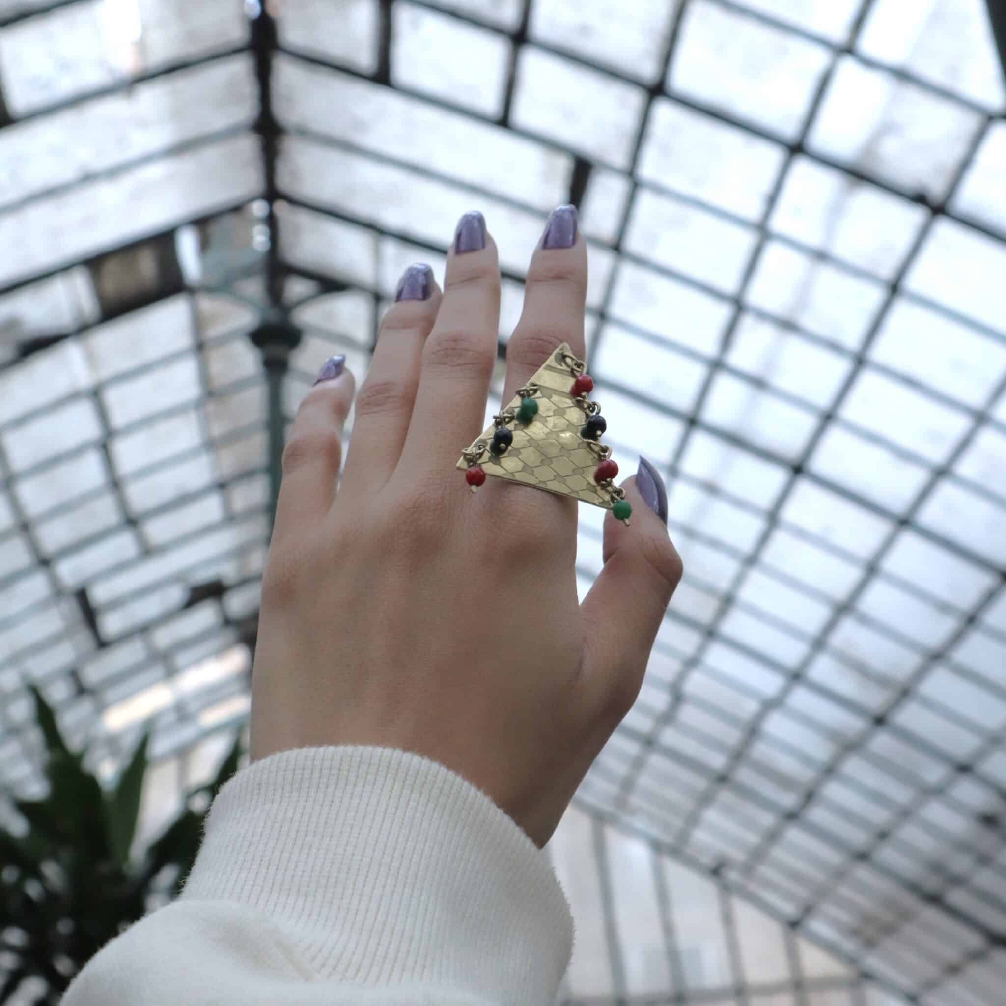 Palestine pattern coloerd beads charms Ring 6 palestine pattern and colors ring