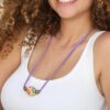 Purple Leather Necklace With A Colored Bead