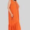 Orange embroidered ruffle dress