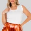flowered rims knit top white