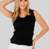 flowered rims knit top black