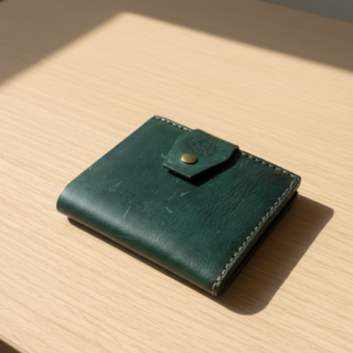 Women’s Genuine Leather Small Wallet with Tribal Laser Engraving — Minimal Handmade Wallet