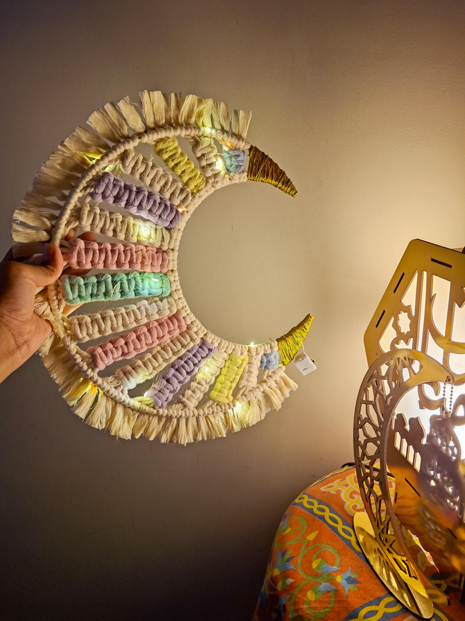 macrame colorful moon 1 colorful macrame moon