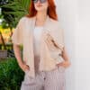 pure linen striped pants with pockets