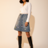 Denim skirt with hand paints