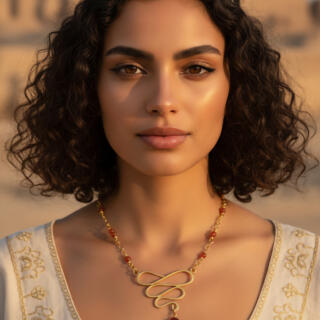 Gold plated wavy pendant with honey brown agates (N167XMG)