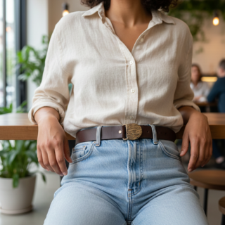 These whiskey shade belts are made with vegetable tanned 10 oz. saddle leather, 1.5 inches and feature brass rivets and a keeper. All belts are individually crafted by hand in Connecticut by cobblers and leather-workers to our specifications. The buckle is Sand-cast brass with polished sand finish, and have a substantial feel at 3.2 oz. Each buckle is individually crafted by hand, and all measure approximately 2.5 x 2.9 inches. Buckles are hand cast in sand molds at the Mystic River Foundry in Mystic, Connecticut. All belts are made to order. Please allow 3-5 business days for us to complete and ship to you. If your size isn't listed just send us a message, we can make any size. Figuring out your belt size: As a general rule of thumb, pick your belts two or three sizes larger than your pants to get a good fit. If you wear a 34″ trouser waist, belt sizes 36″-38″ will probably be in the right neighborhood. To measure for a more exact belt length, feed a tape measure through your favorite jeans or pants. Order the belt size that matches the measurement. This measurement will be the center hole on your new belt. You will have two holes on each side of the center hole to accommodate your pants/jeans that are worn at different heights on your hips/waist.