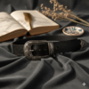 Genuine Leather Belt with cowboy silver buckle