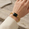 Gold plated bracelet with Onyx (B140XG)
