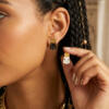 Gold plated stud pairing earrings salt and pepper with enamel (E201XMG)
