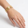 Gold plated paisley engraved cuff bracelet (B191XMG)